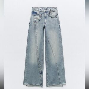 Zara DECONSTRUCTED TRF WIDE LEG JEANS WITH A MID rise